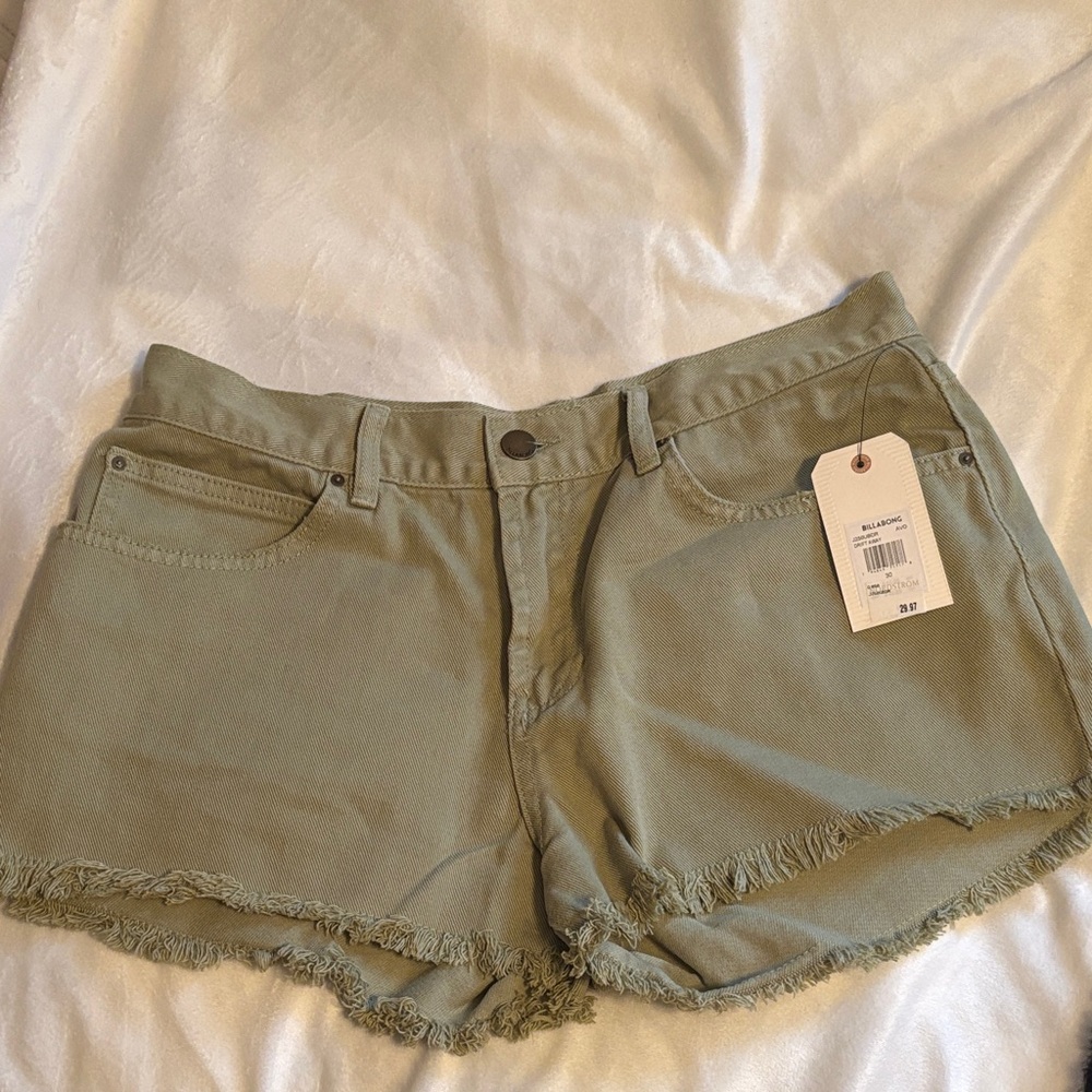 Billabong Olive Frayed Jean Shorts